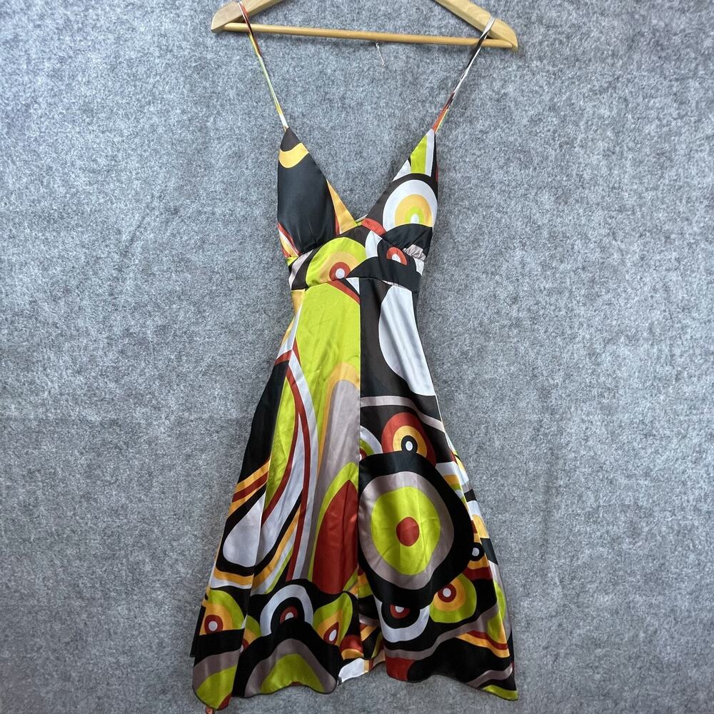 Vintage Rubber Ducky Dress Womens Bold Scarf‎ Festival Maximalist Satin Babydoll